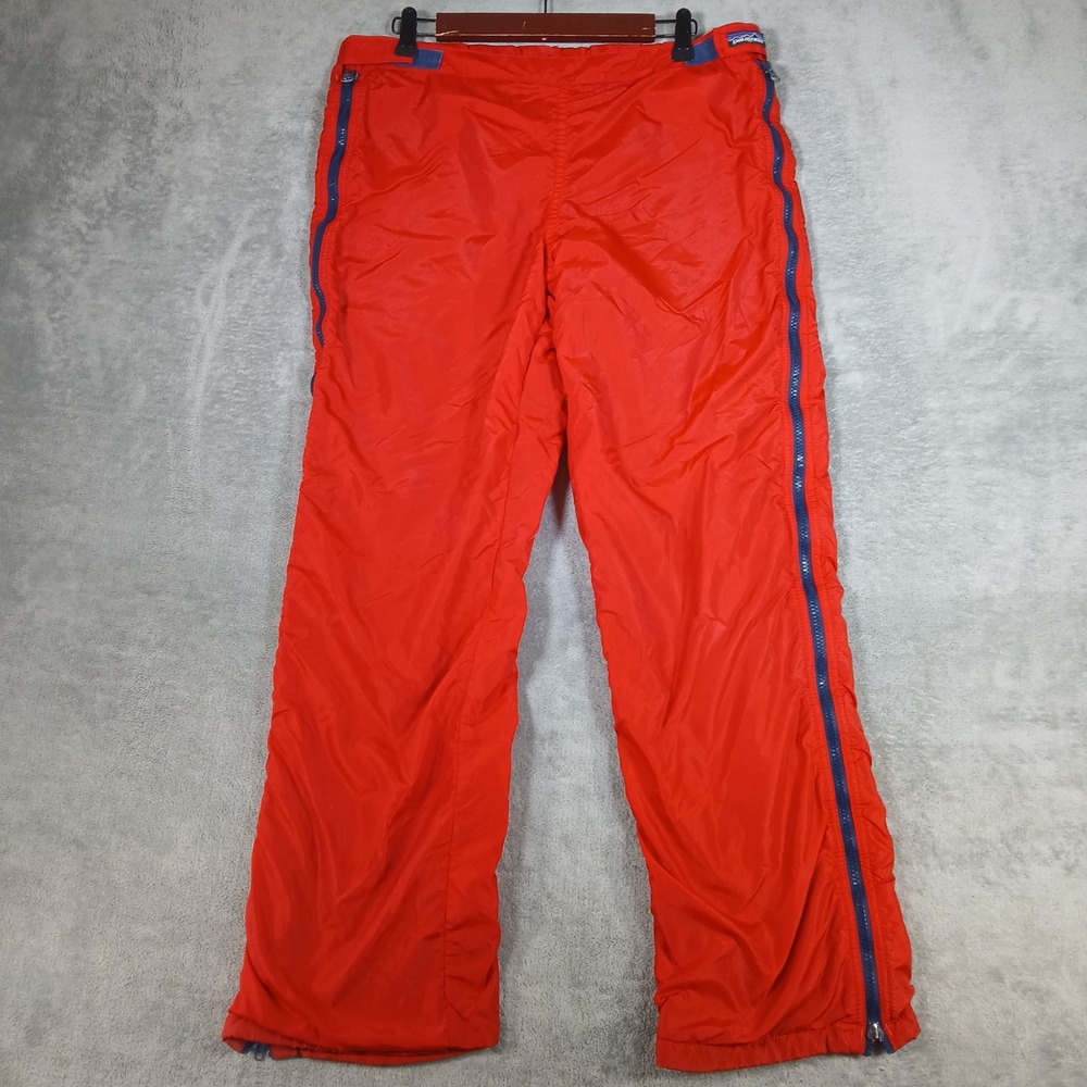 Patagonia Windbreaker Snow Pants Mens M Red Fleece Lined Full Zip Vintage USA